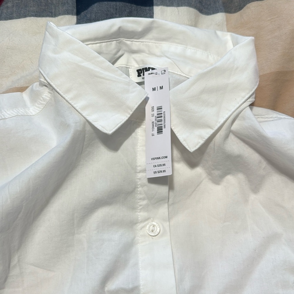 Pink pajama shirt, button-down white